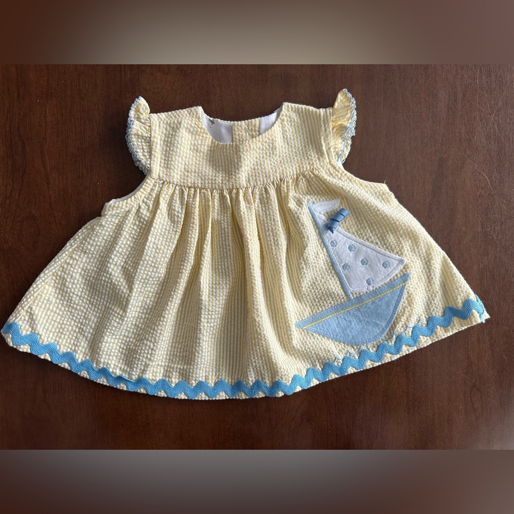 NWT Bailey Boys Making Waves Float Dress – Yellow/White Seersucker, 3M